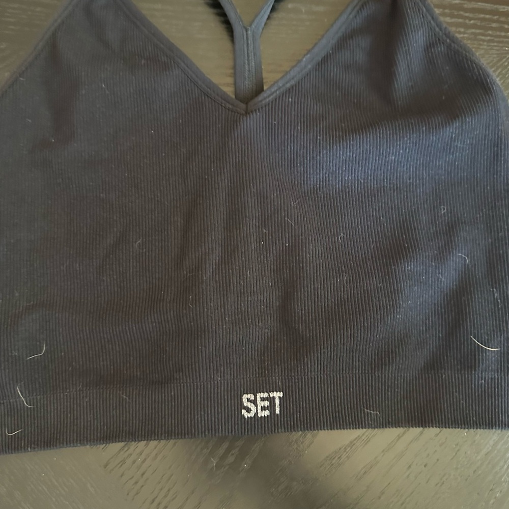 SET Active Black Ribbed Sports Bra